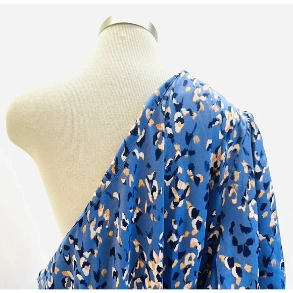 NWT NINE WEST Women Short Sleeve Pullover One Shoulder Belted Blue Dress Size 3X - Picture 9 of 15